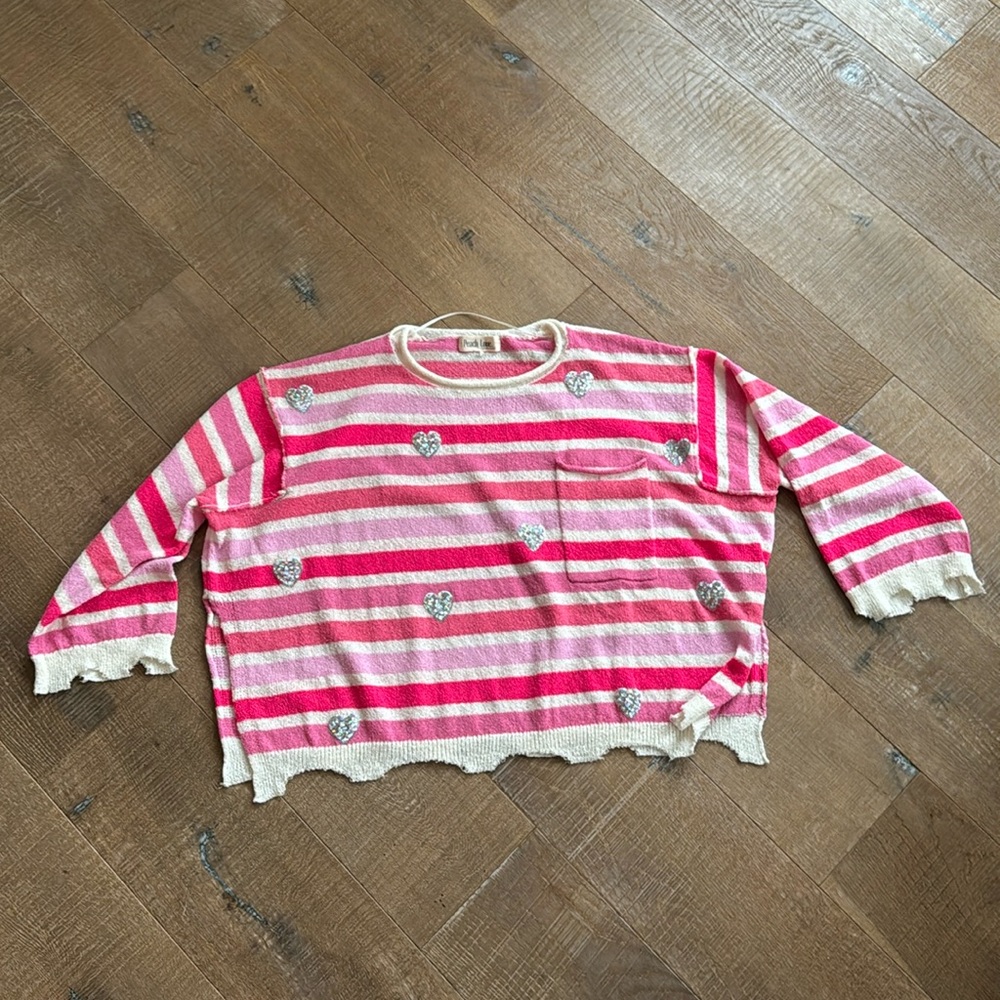 NEW FINDING MY LOVE PINK STRIPED SWEATER - red dress boutique